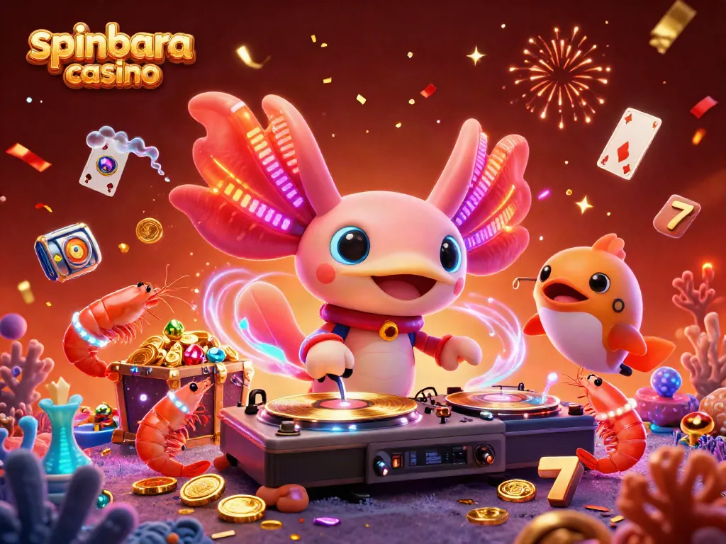 Experience the excitement of spinbara casino with vibrant 3D characters celebrating under the sea!